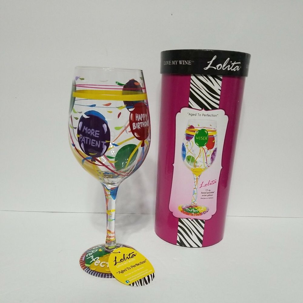 Aged to Perfection "Designs by Lolita" Wine Glass 15 o.z. 9" High Gift Boxed